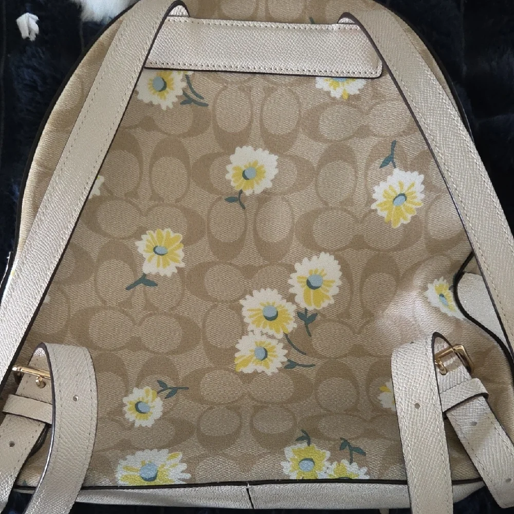 Coach Tan Floral Women's Backpack - Picture 3 of 7